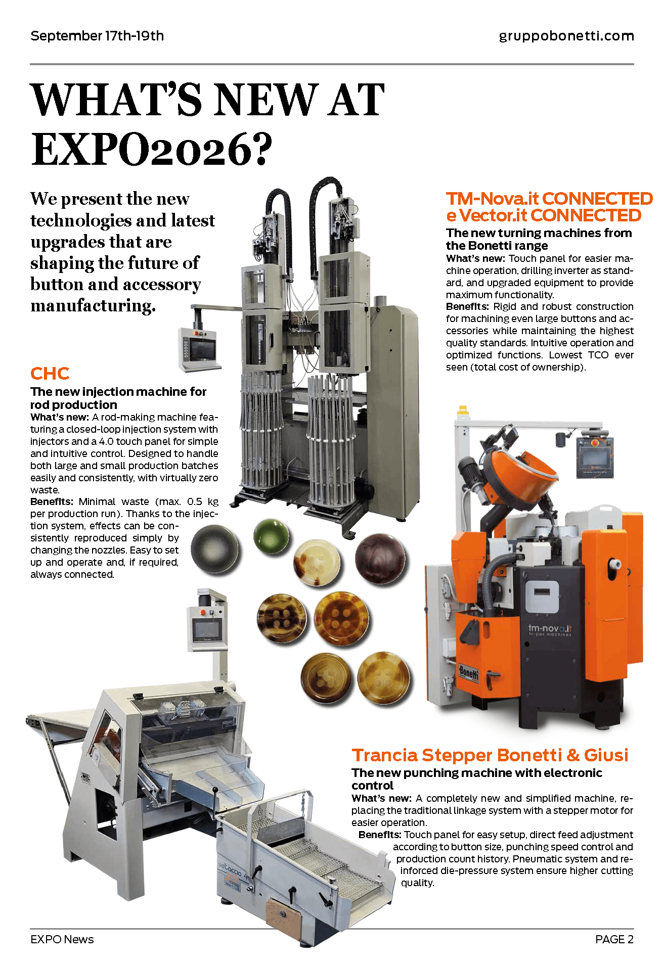 EXPO2026: Gruppo Bonetti Showcases the Future of Button Manufacturing